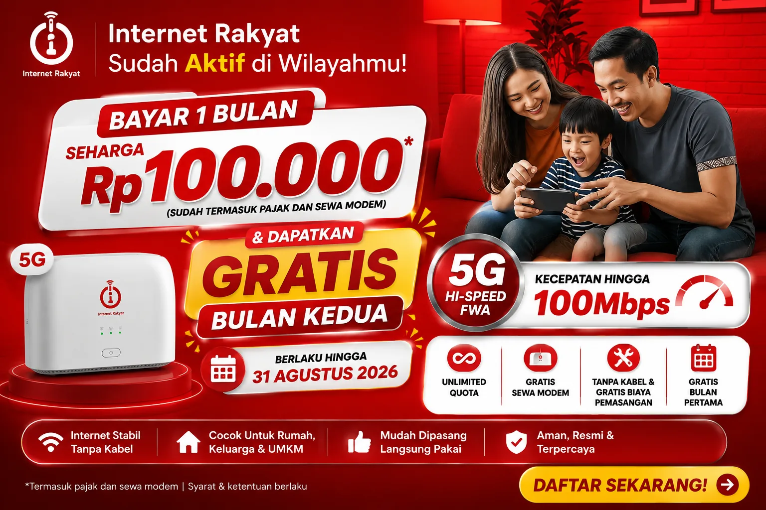 Informasi paket Internet Rakyat